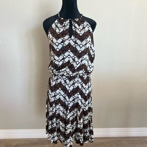 White House Black Market Black and White Halter Sundress
